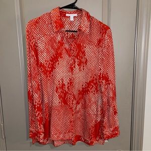 BOSS by Hugo Boss - Babia long sleeve button down shirt - orange/white snake